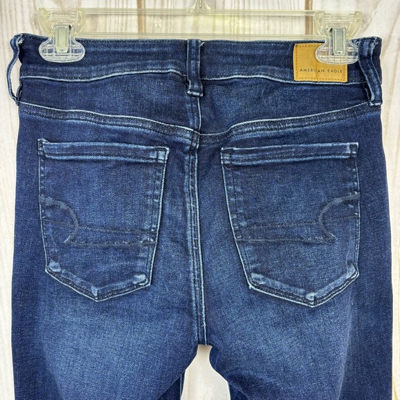 American Eagle AE Jeans Hi-Rise Jeggings Distressed Knees Blue Jeans Size 4S - Picture 6 of 14